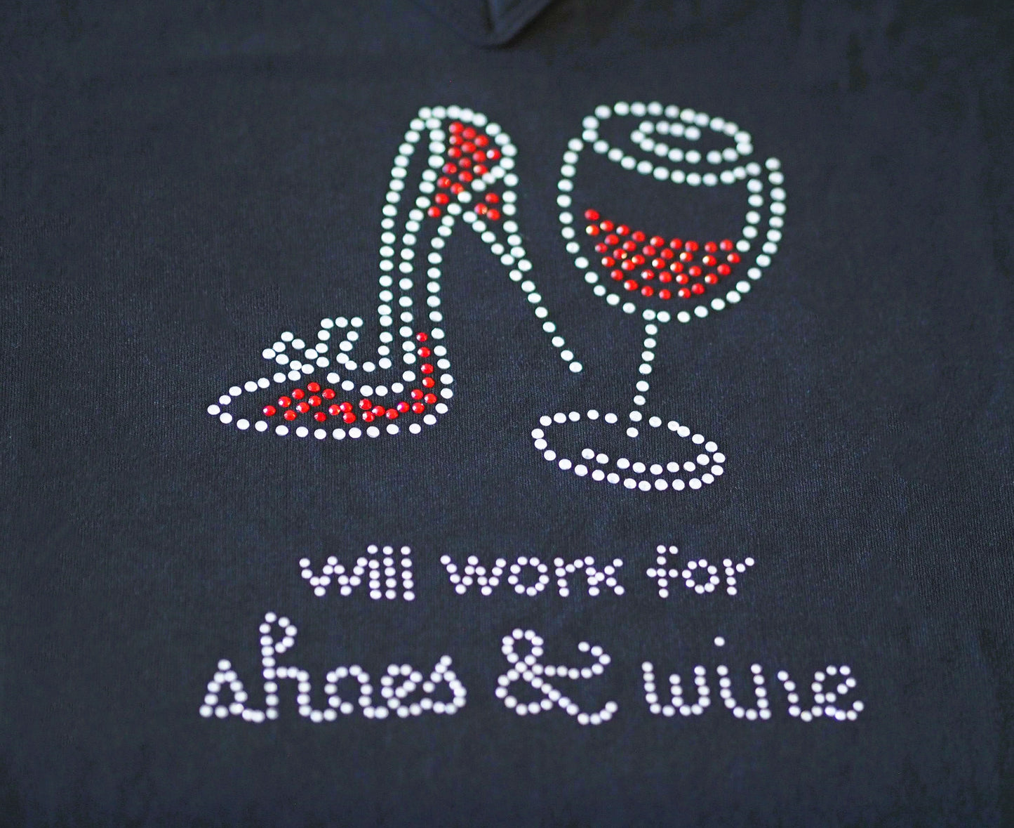 Rhinestone Short Sleeve V-Necks - Will work for shoes & wine