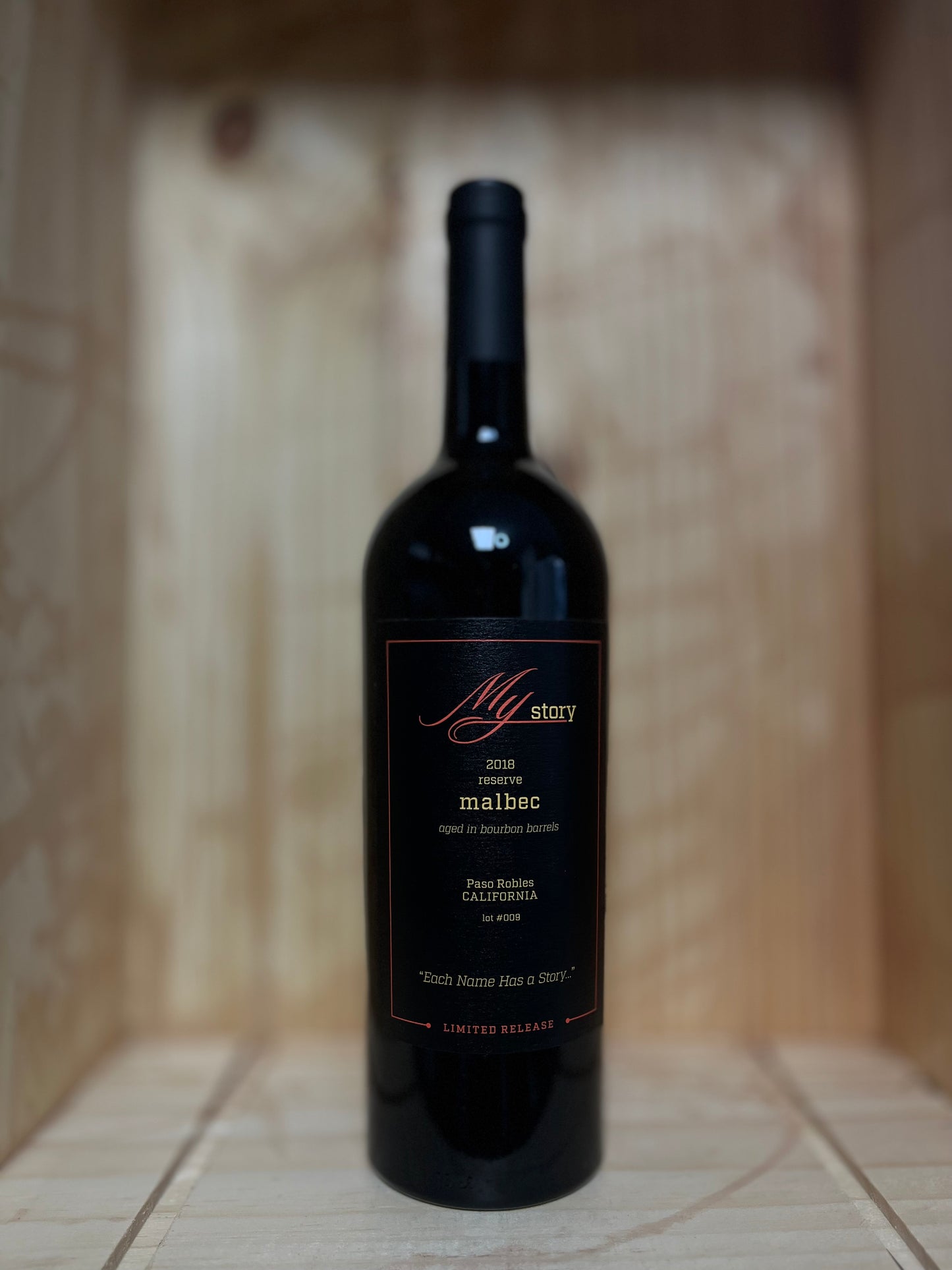 1 2018 - My Story  Paso Robles Malbec - Bourbon Barrel Aged