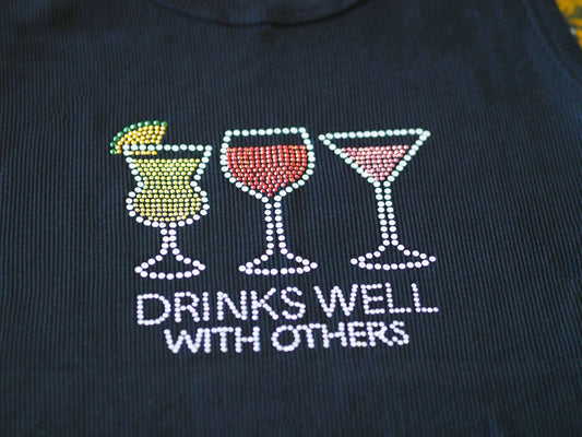 Rhinestone Tank Top - Drink well with others